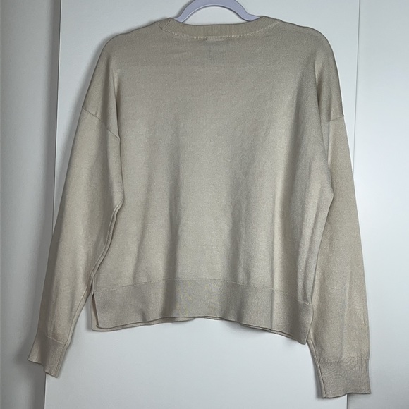 DKNY beige sequin pocket sweater - Picture 4 of 10